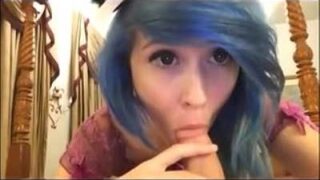 Blue Haired Girl Giving Her First Head