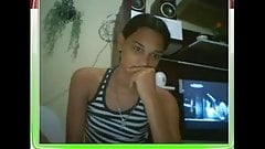 Ebony teen slowly strokes her little snatch