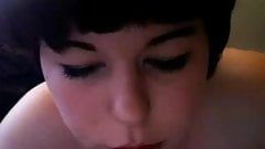 Playful chubby girl vigorously bangs her pussy