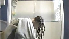 Big tittied teen out of shower hidden cam
